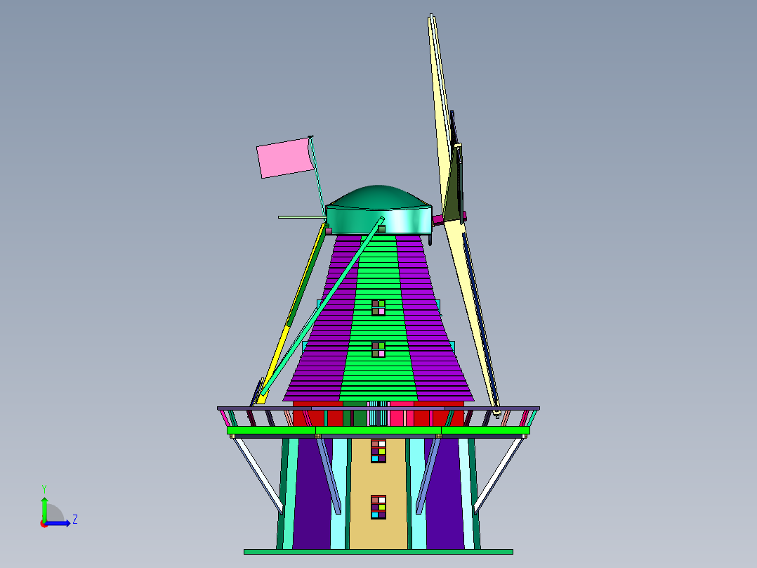 木质园林风车左视图