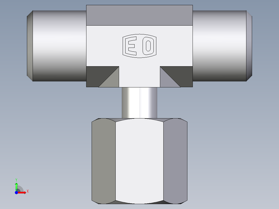 卡套式工业通用硬管接头EO_Standpipe_branch_tee_EVT06LOMD71前视图