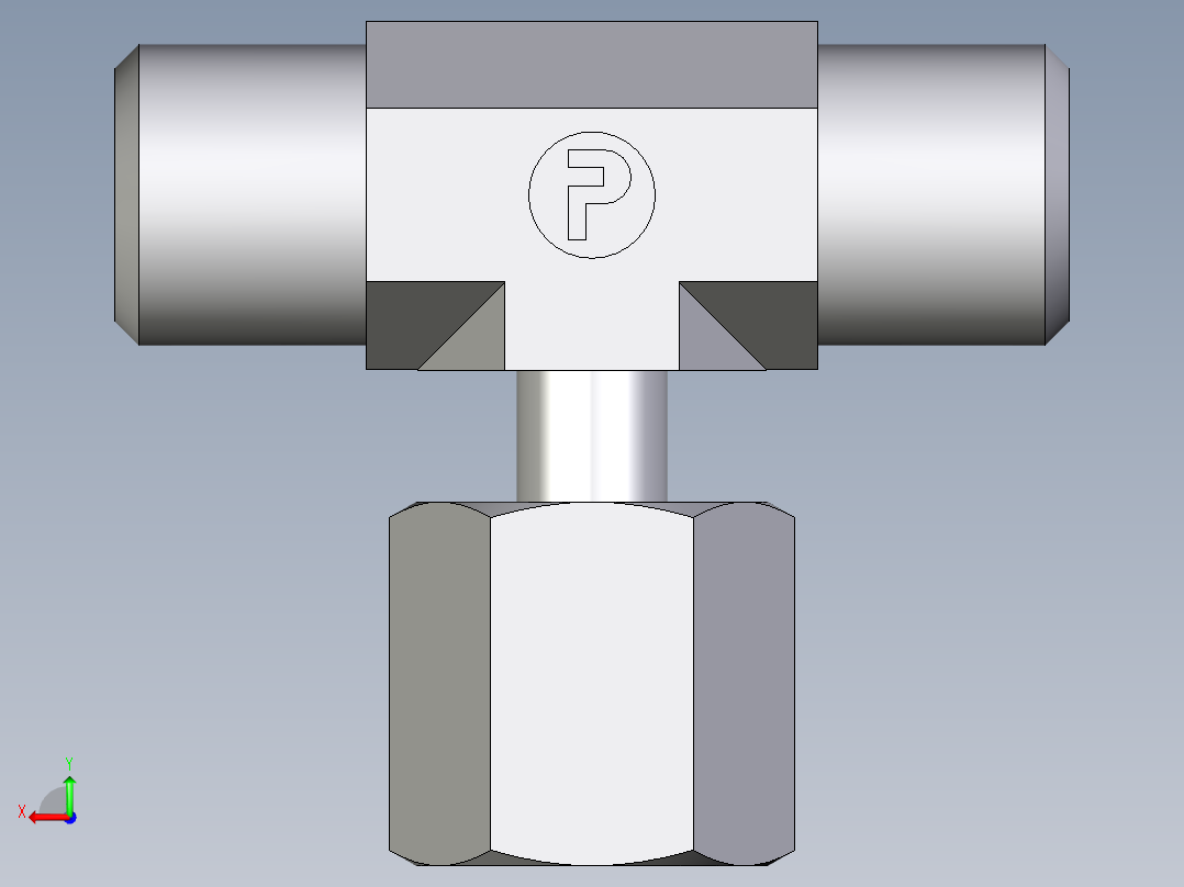 卡套式工业通用硬管接头EO_Standpipe_branch_tee_EVT06LOMD71后视图