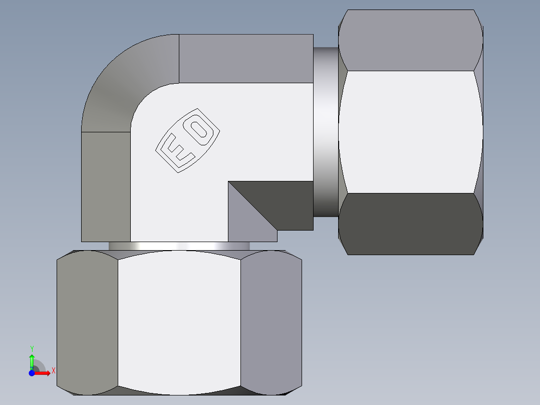 卡套式工业通用硬管接头EO_Swivel_nut_elbow_EW16ZS71前视图