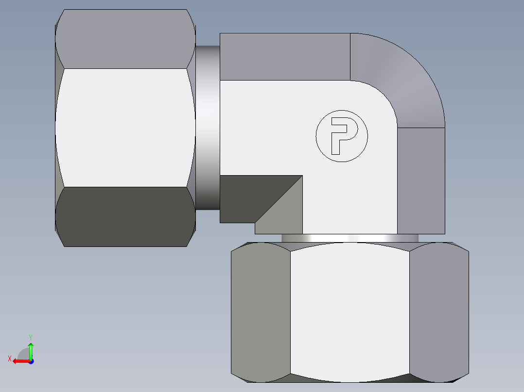 卡套式工业通用硬管接头EO_Swivel_nut_elbow_EW16ZS71后视图