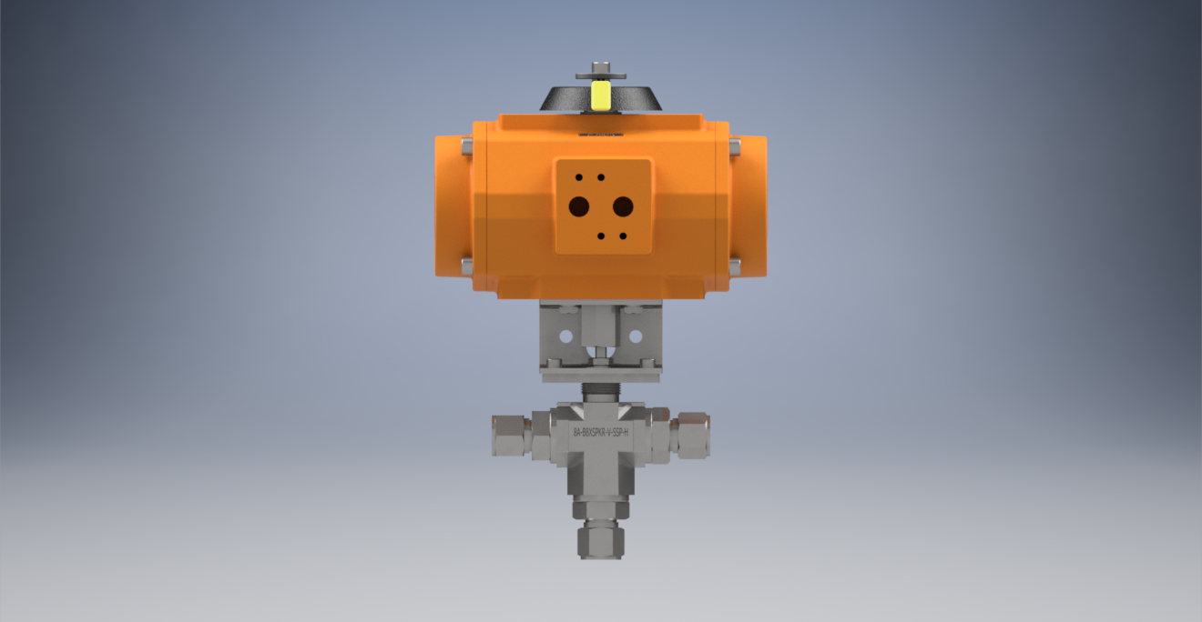 三通球阀带EL-O-Matic PE-60气动执行机构、弹簧复位