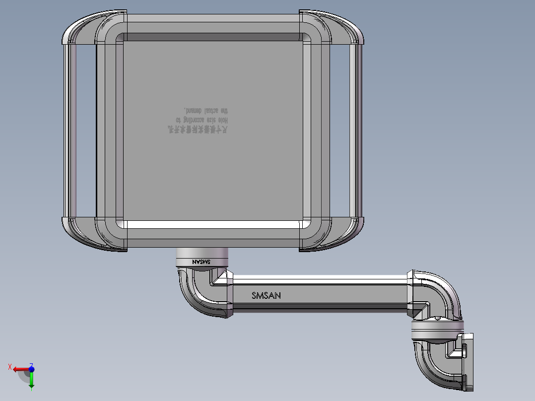 向上墙座+90度箱体连接器+控制箱前视图