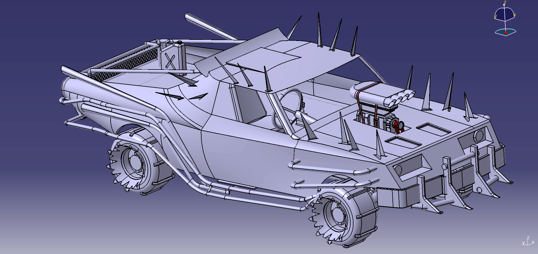 疯狂麦克斯越野车模型3D图纸 CATIA设计 附STP格式