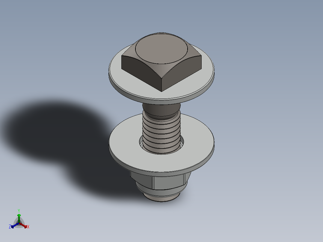 紧固件-0.5000 Square Head Bolt正等轴测图