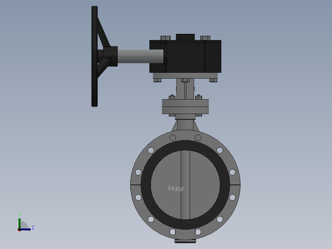 法兰式涡轮蝶阀-316 DN50-DN600左视图
