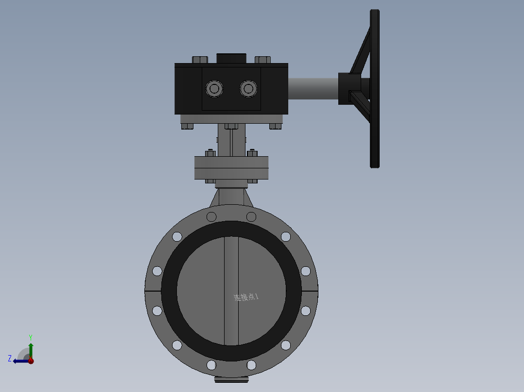 法兰式涡轮蝶阀-316 DN50-DN600右视图