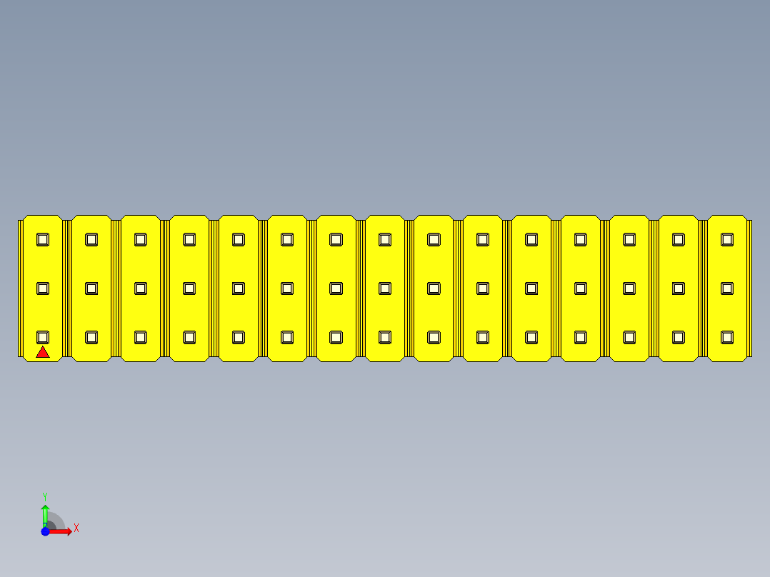 彩色公头100mil（2.54mm）系列-DS1021_yellow_3x15p_100mil_Type43_rev1.0前视图
