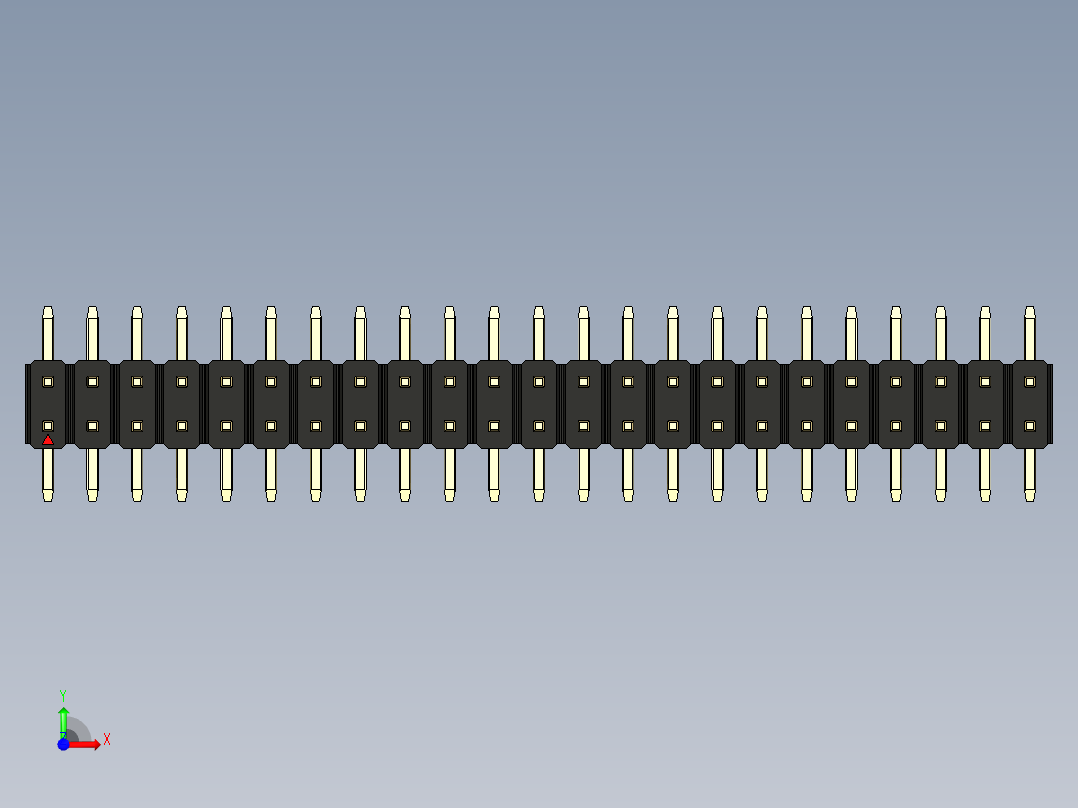 彩色公排针 100mil 2.54mm 系列-DS1022_black_46p_100mil_TypeSMT_rev1.0前视图