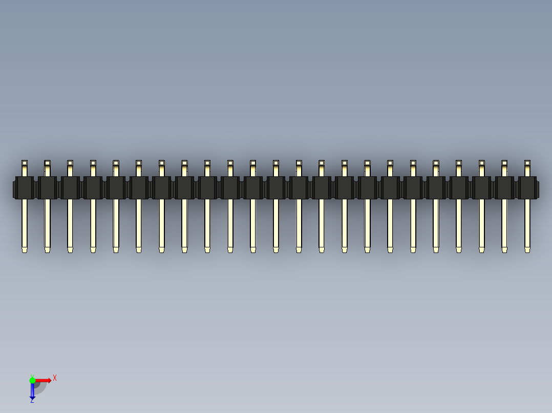 彩色公排针 100mil 2.54mm 系列-DS1022_black_46p_100mil_TypeSMT_rev1.0俯视图