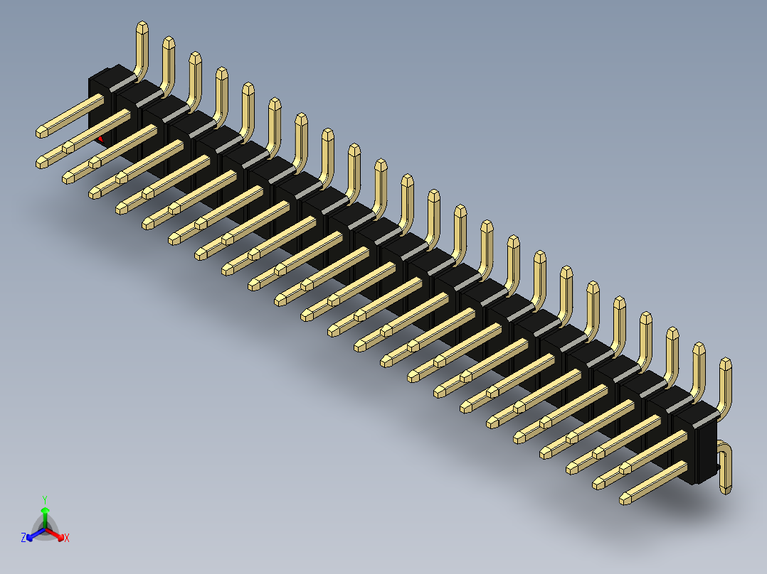 彩色公排针 100mil 2.54mm 系列-DS1022_black_46p_100mil_TypeSMT_rev1.0正等轴测图