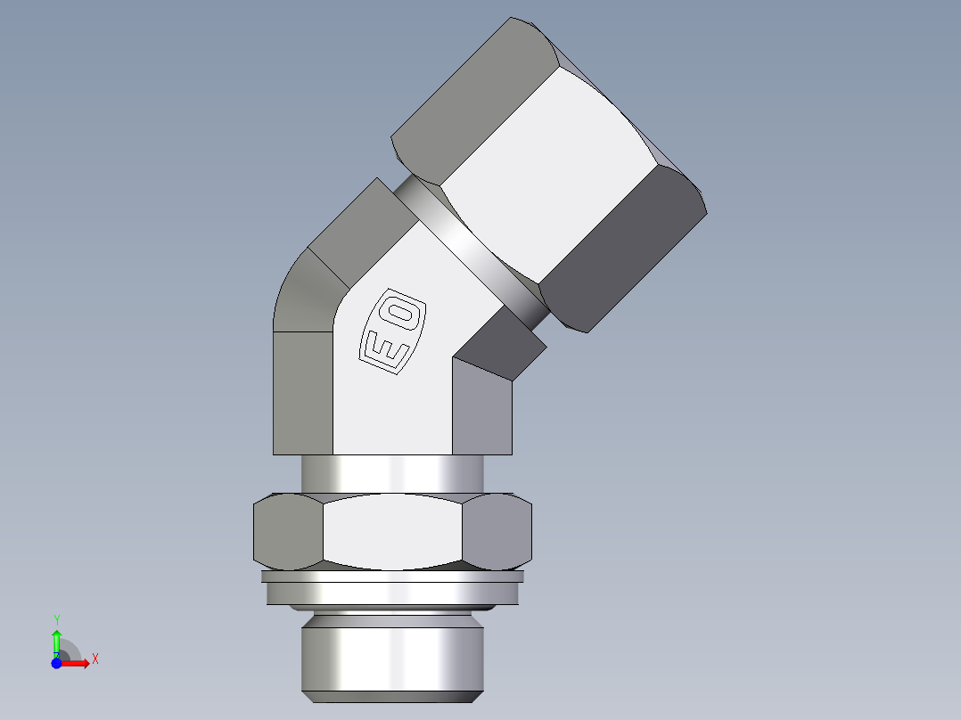 卡套式工业通用硬管接头EO_Adjustable_locknut_45_deg_elbow_VEE10ZSRCF前视图