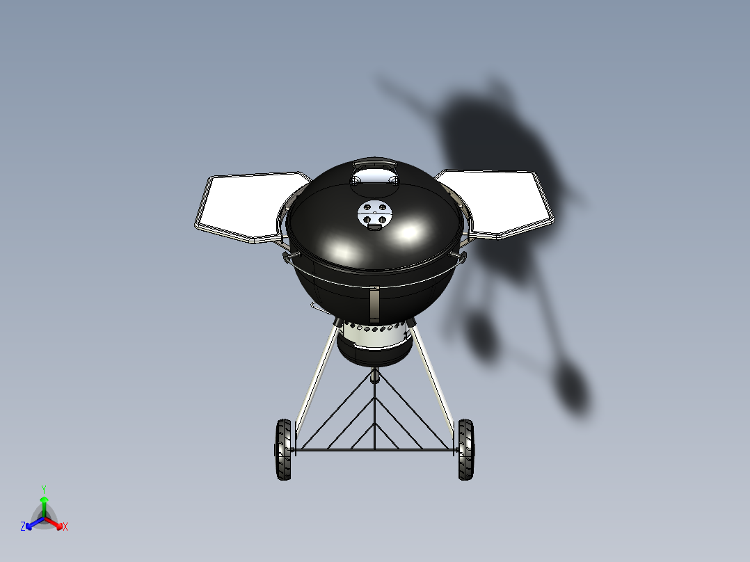 球形烧烤炉正等轴测图