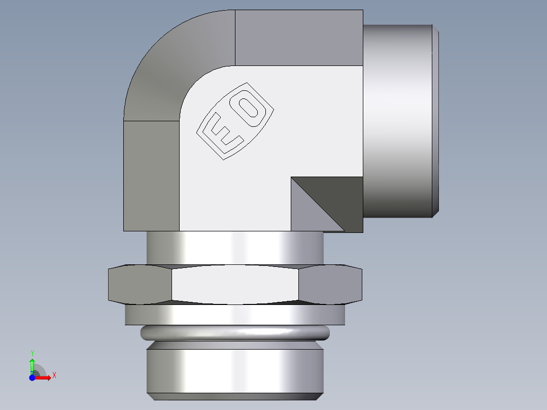 卡套式工业通用硬管接头EO_Adjustable_Locknut_elbow_WEE28LMOROMDCF前视图