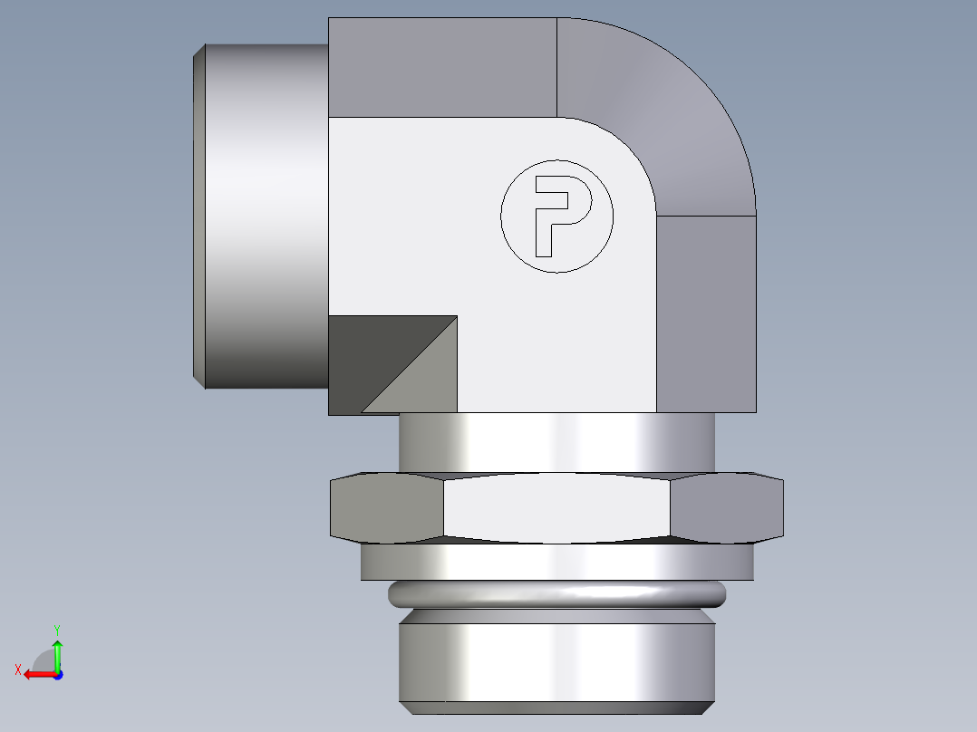 卡套式工业通用硬管接头EO_Adjustable_Locknut_elbow_WEE28LMOROMDCF后视图