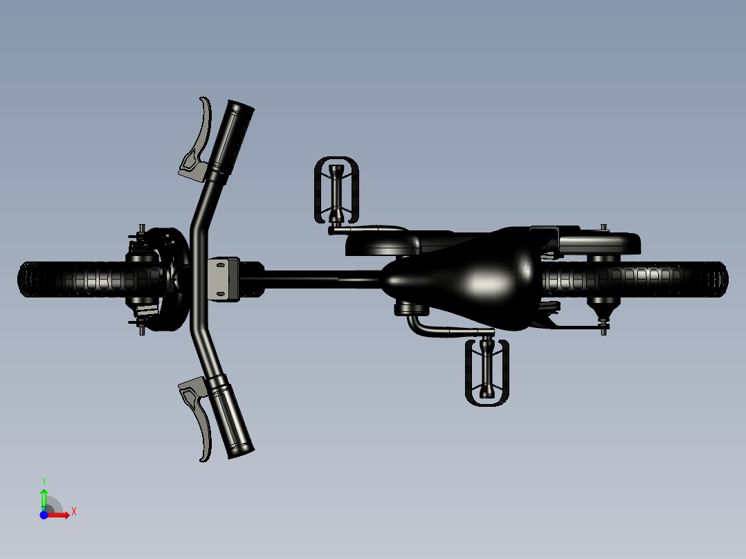 70---儿童自行车模型图设计sw2017三维图纸模型设计图纸前视图