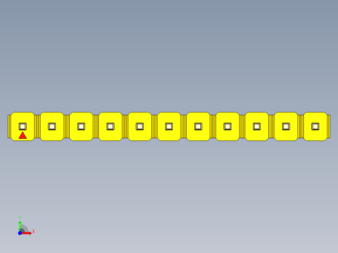 彩色公头100mil（2.54mm）系列-DS1021_yellow_1x11p_100mil_Type43_rev1.0前视图