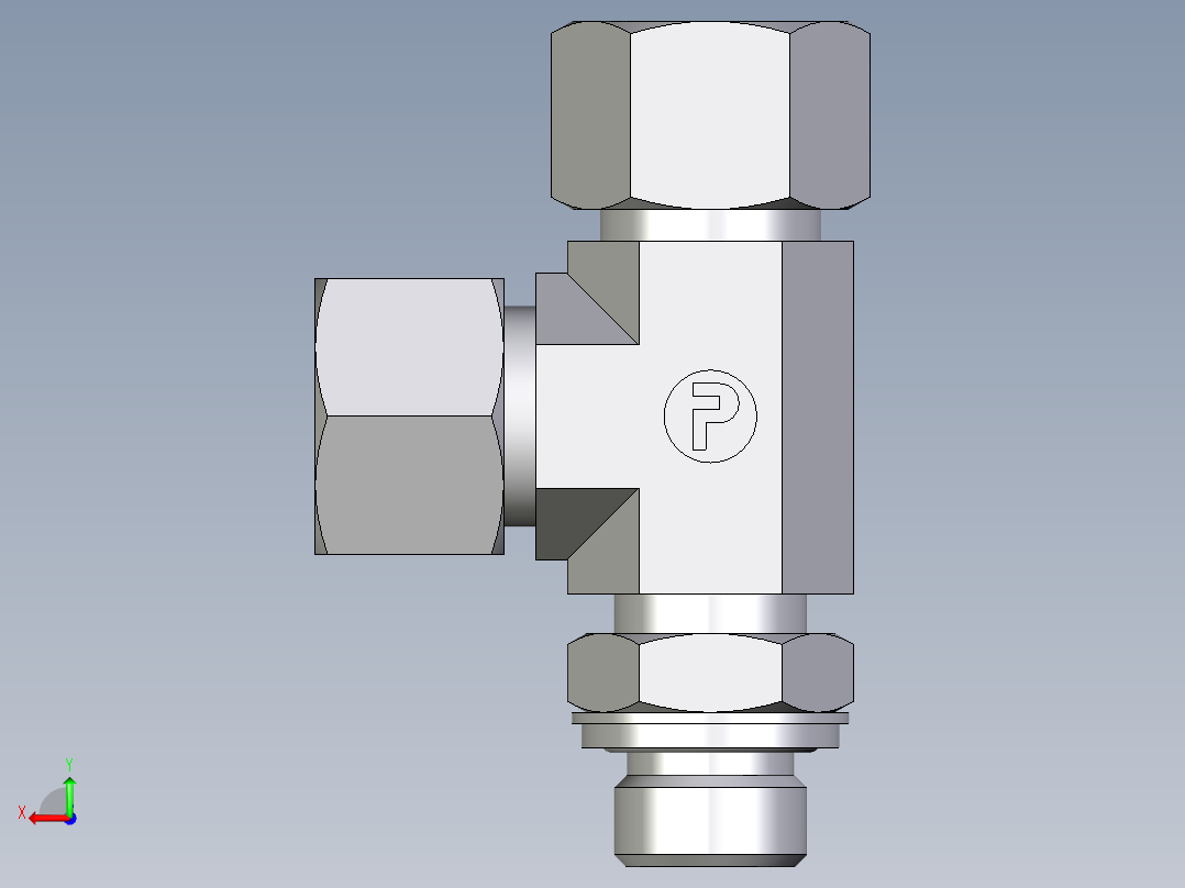 卡套式工业通用硬管接头EO_Adjustable_locknut_run_tee_LEE16SRCF后视图