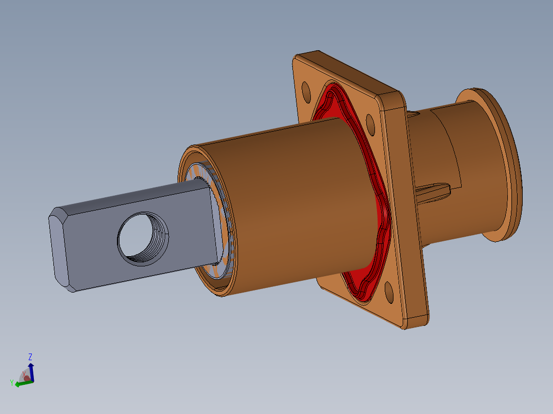 正极-8.0单芯弯头连接器插座(IP67B)UL1500V（铜排螺纹孔）_大法兰-琥正