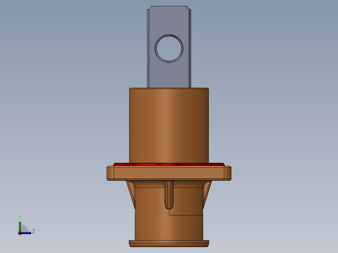 正极-8.0单芯弯头连接器插座(IP67B)UL1500V（铜排螺纹孔）_大法兰-琥正左视图
