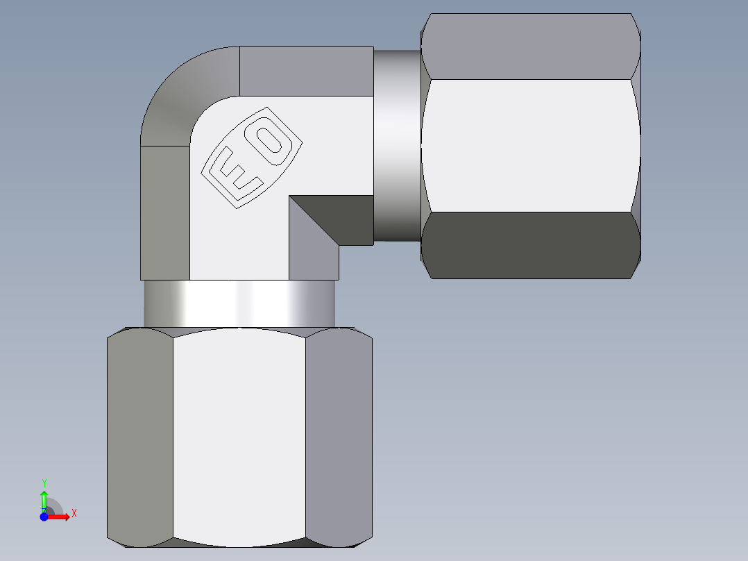 卡套式工业通用硬管接头EO_Union_elbow_W06LL71前视图