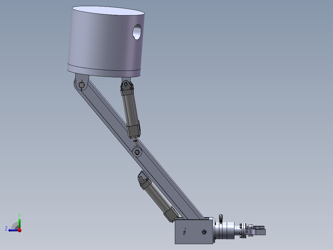 液压机械手sw14可编辑+cad+说明书 （毕业设计）右视图
