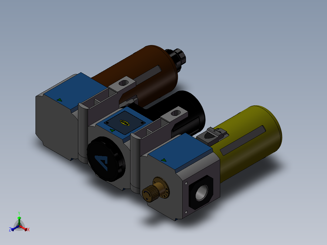 气源三联件正等轴测图
