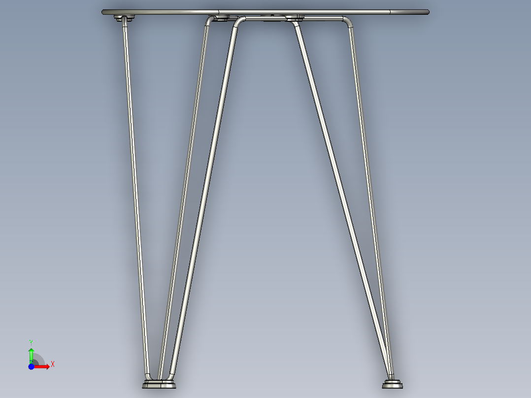 带钢丝腿的桌子前视图