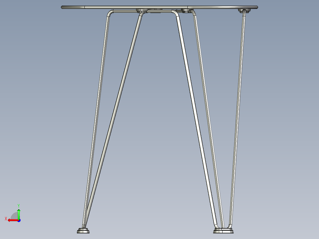 带钢丝腿的桌子后视图