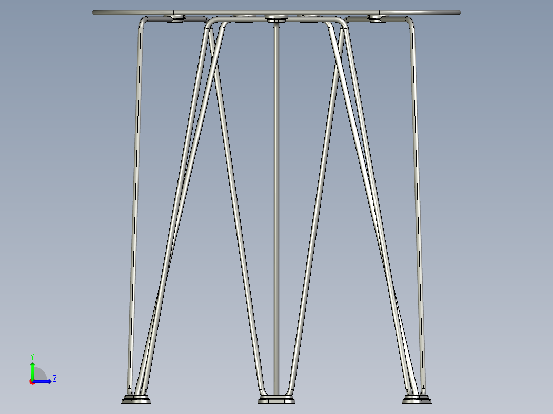 带钢丝腿的桌子左视图