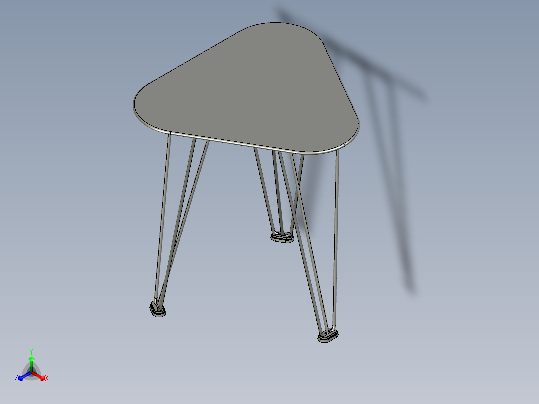带钢丝腿的桌子正等轴测图