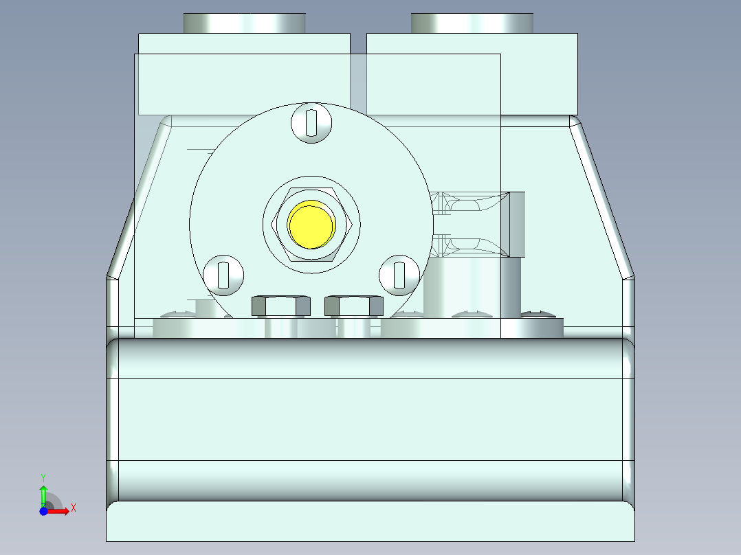 气门摇臂轴钻18-16孔夹具三维图前视图