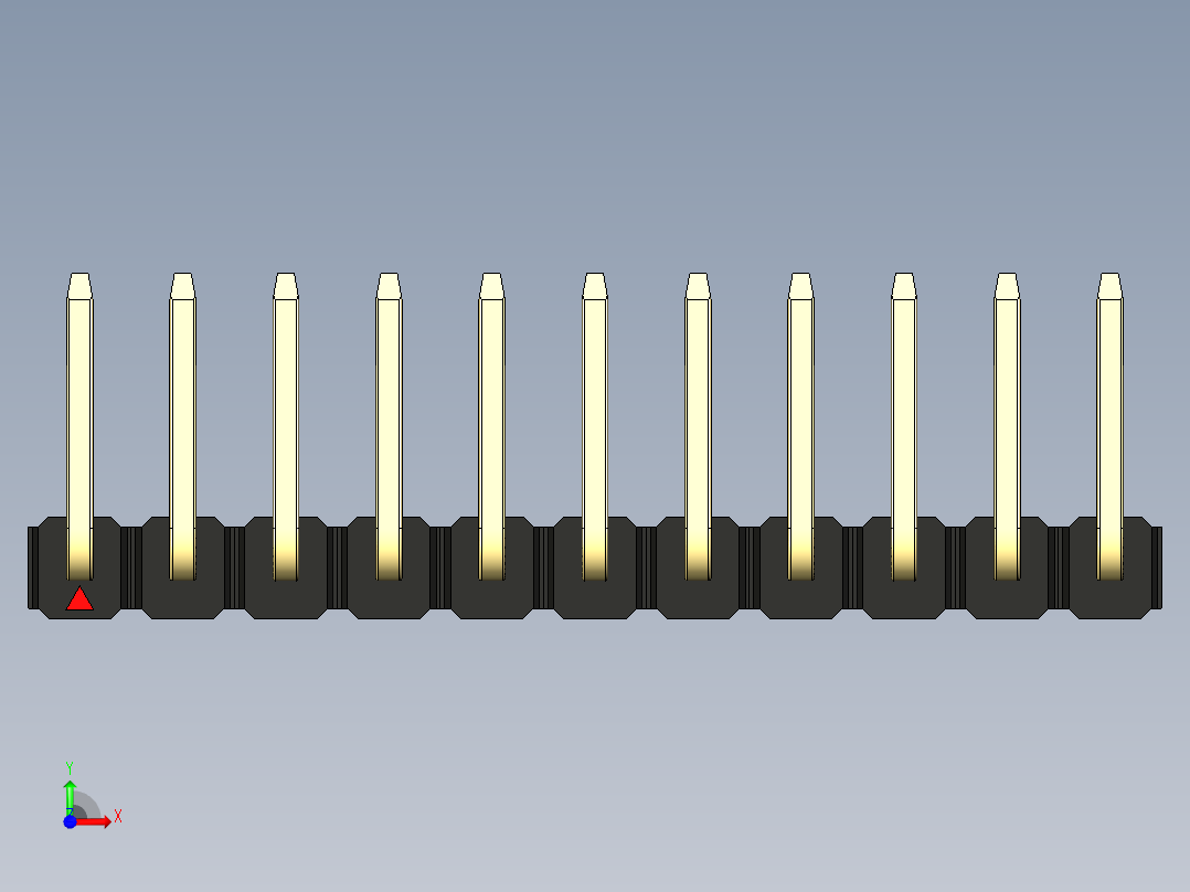 彩色公排针 100mil 2.54mm 系列-DS1022_black_11p_100mil_TypeU_rev1.0前视图