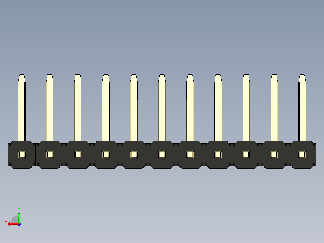 彩色公排针 100mil 2.54mm 系列-DS1022_black_11p_100mil_TypeU_rev1.0后视图