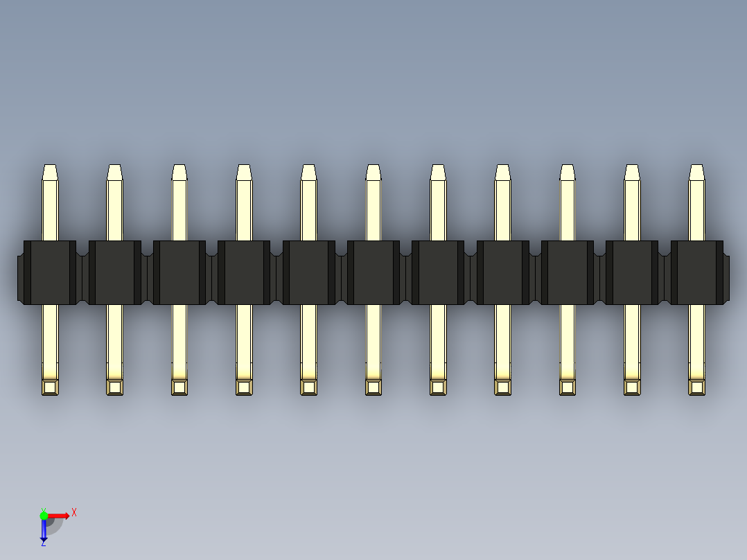 彩色公排针 100mil 2.54mm 系列-DS1022_black_11p_100mil_TypeU_rev1.0俯视图