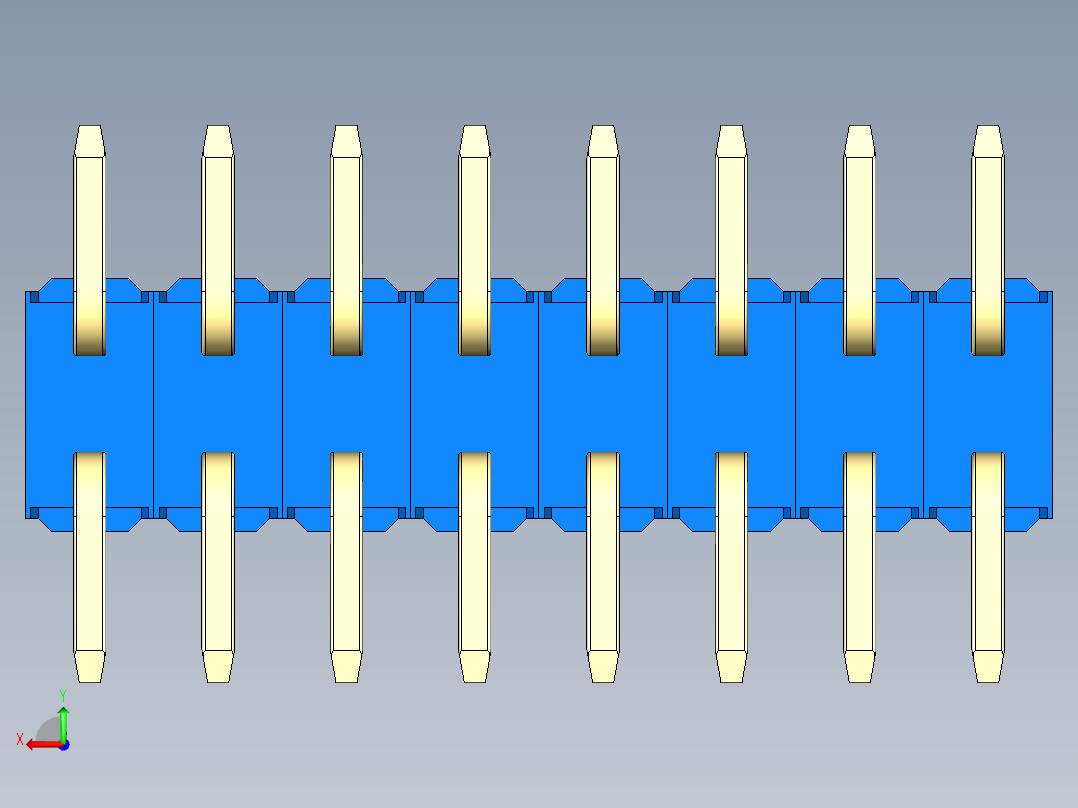 彩色公排针 100mil 2.54mm 系列-DS1022_blue_16p_100mil_TypeSMT_rev1.0后视图