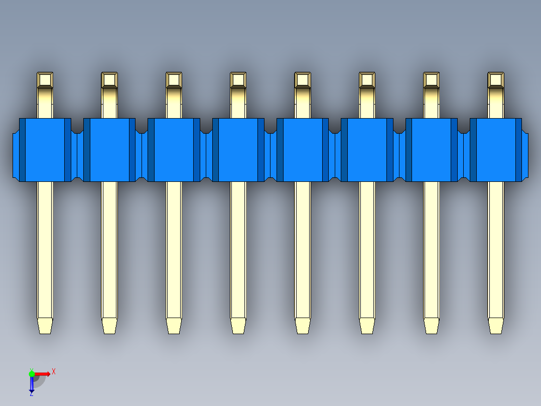彩色公排针 100mil 2.54mm 系列-DS1022_blue_16p_100mil_TypeSMT_rev1.0俯视图