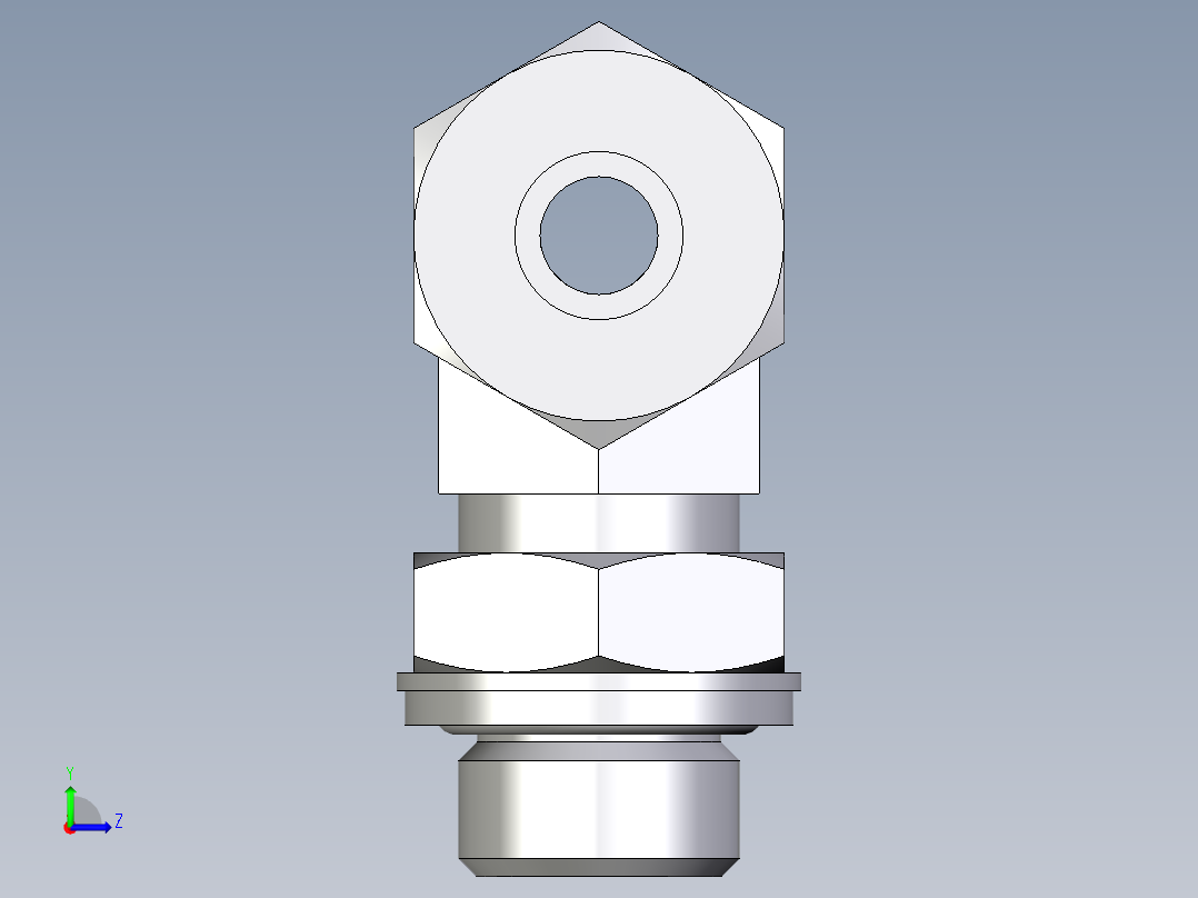 卡套式工业通用硬管接头EO_Adjustable_locknut_branch_tee_TEE10ZSRCF左视图