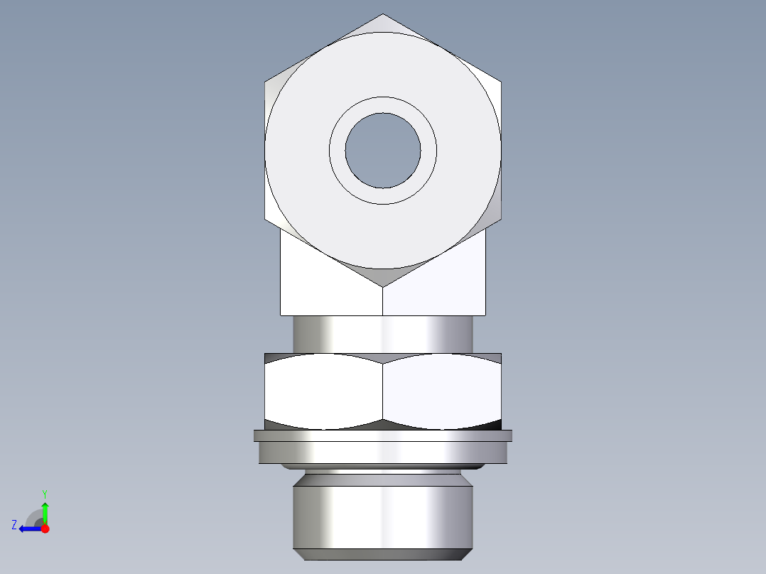 卡套式工业通用硬管接头EO_Adjustable_locknut_branch_tee_TEE10ZSRCF右视图