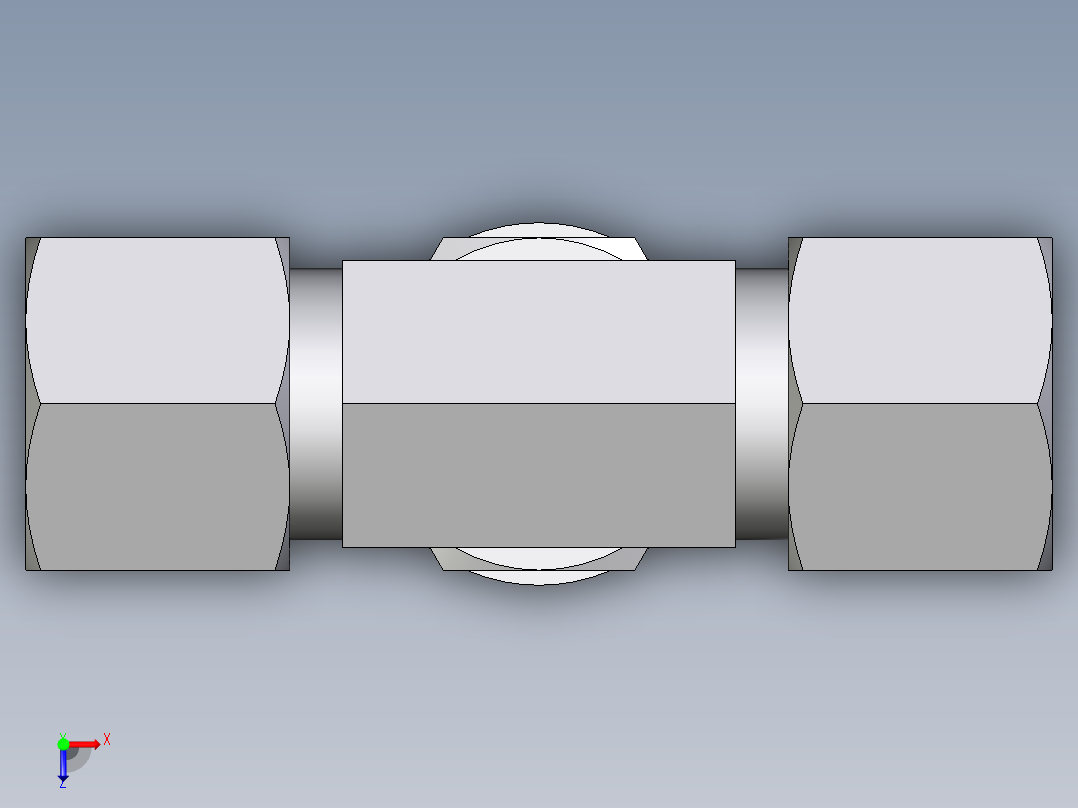 卡套式工业通用硬管接头EO_Adjustable_locknut_branch_tee_TEE10ZSRCF俯视图