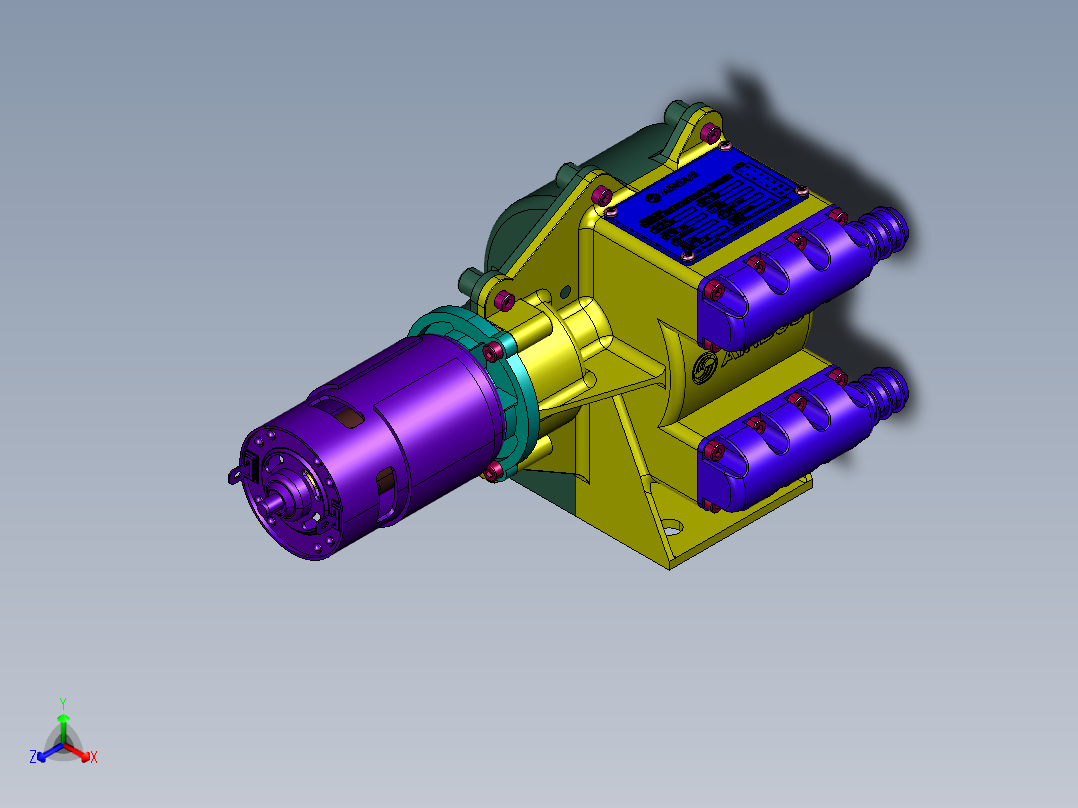 电机轴带动同步盘蠕动泵正等轴测图
