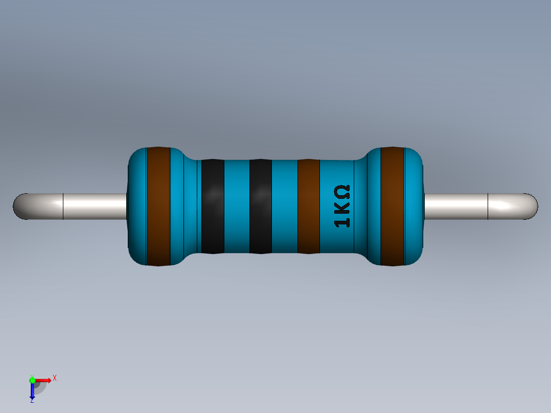 电容器 二极管 电阻器-Resistor 1K Ohm Blue俯视图