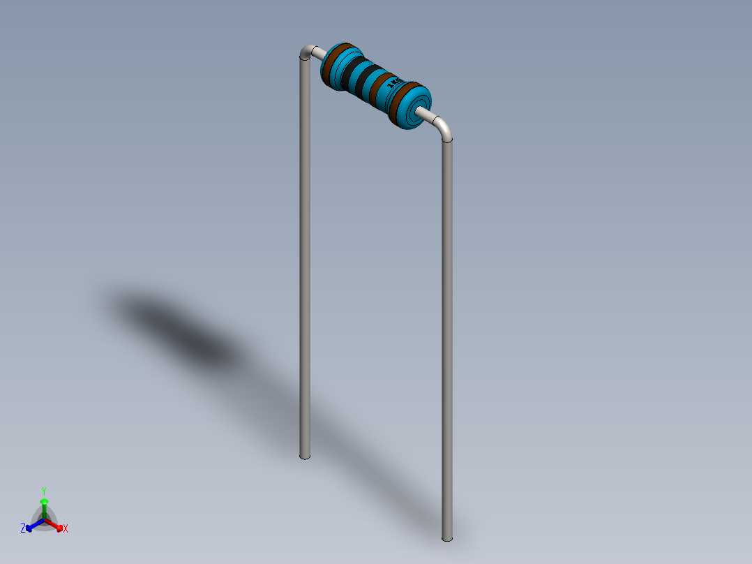 电容器 二极管 电阻器-Resistor 1K Ohm Blue正等轴测图