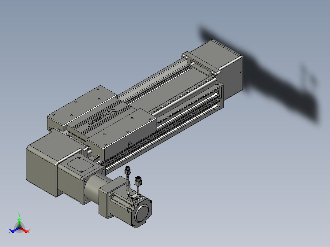 威洛博直线电机模组EB16-L208-S250-L-ZP75-MS3-5K正等轴测图