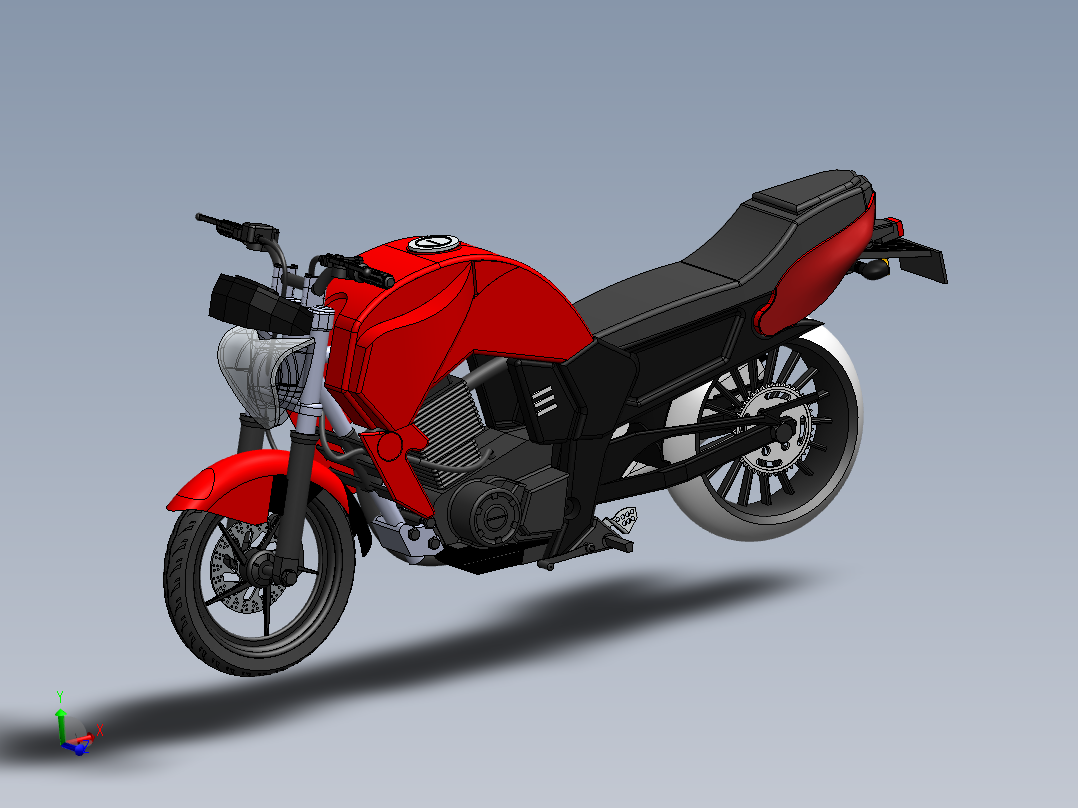 FZ16 BYSON<span style='color: red'>摩托车</span>模型3D图纸 IGS格式