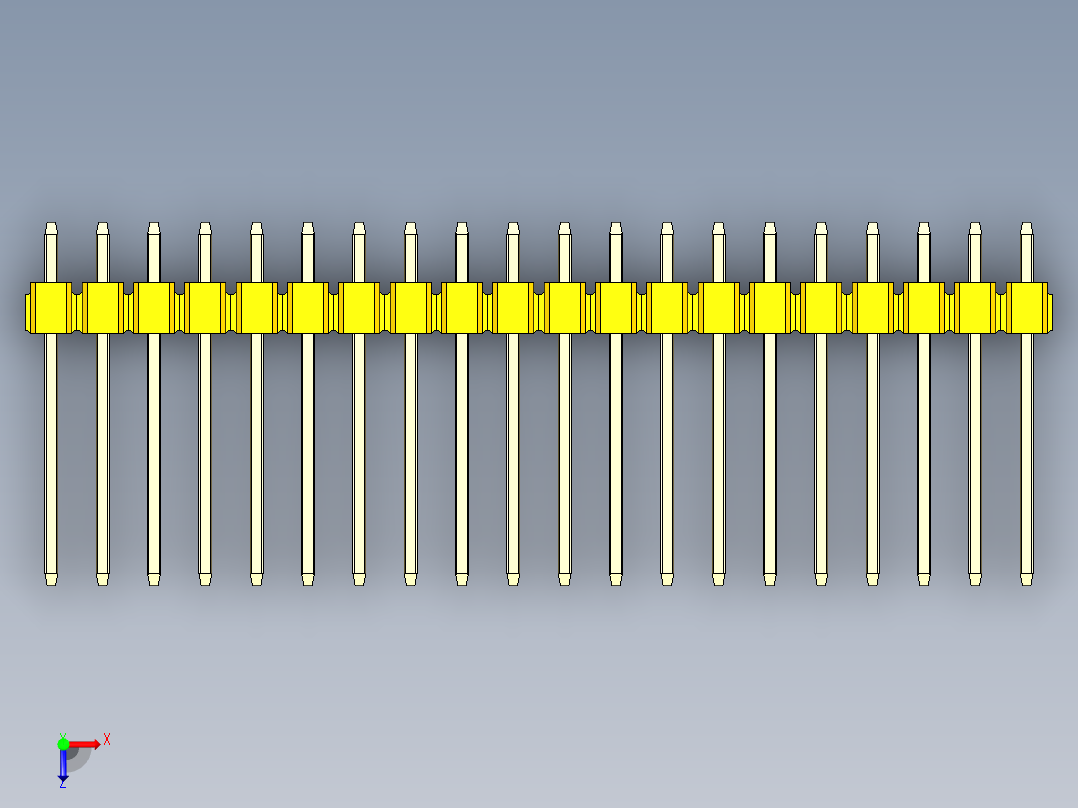 彩色公头100mil（2.54mm）系列-DS1021_yellow_2x20p_100mil_Type5_rev1.0俯视图