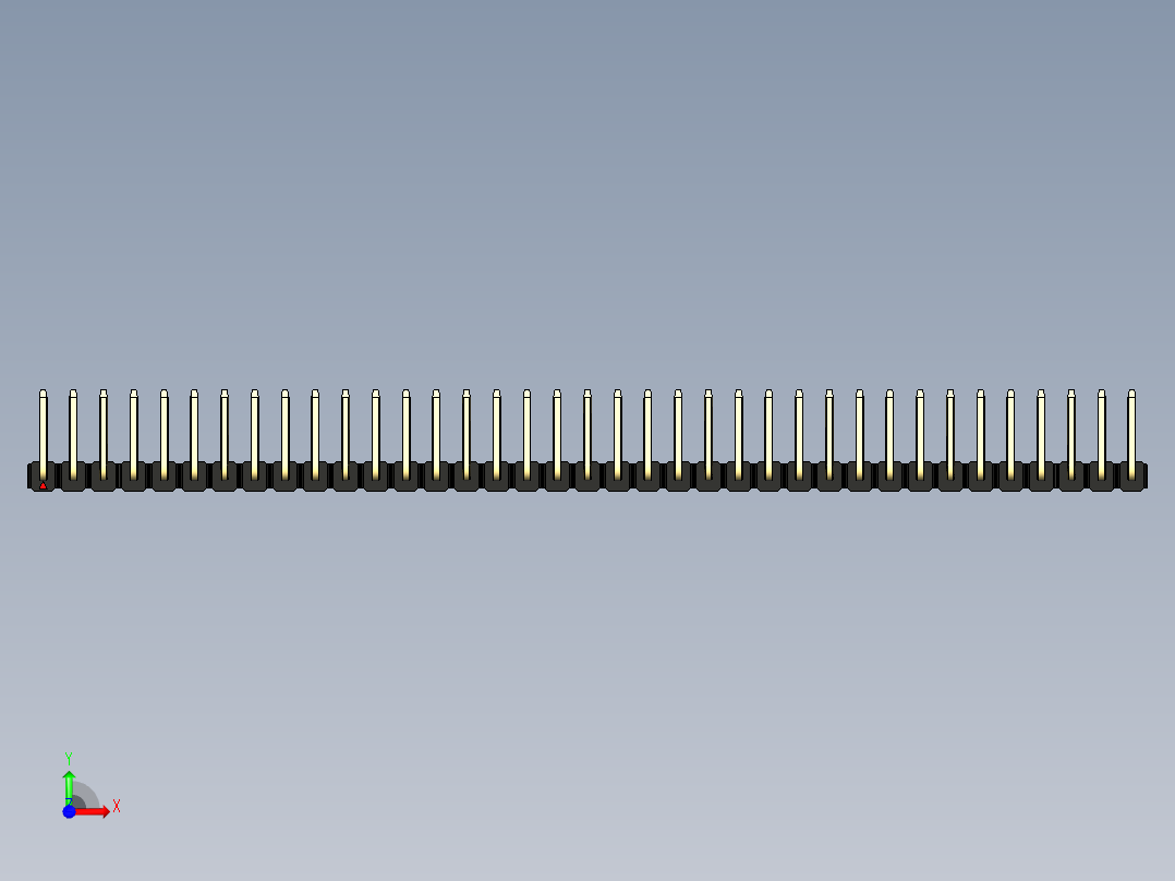 彩色公排针 100mil 2.54mm 系列-DS1022_black_37p_100mil_TypeU_rev1.0前视图