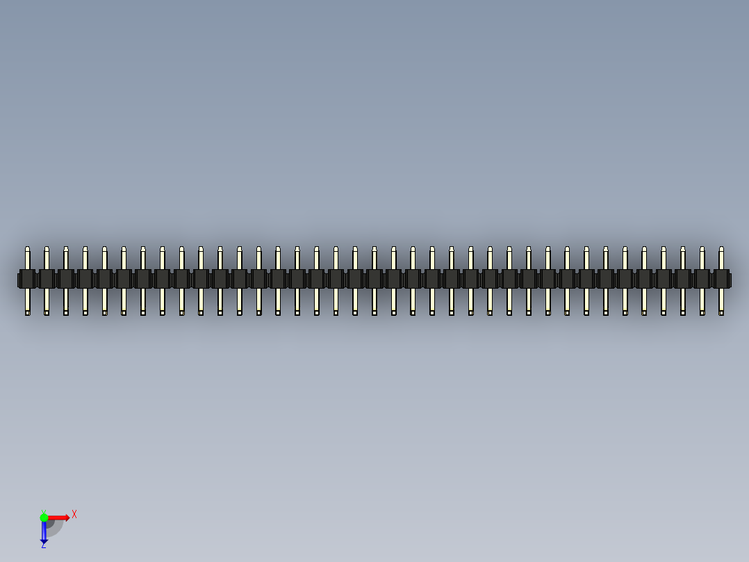 彩色公排针 100mil 2.54mm 系列-DS1022_black_37p_100mil_TypeU_rev1.0俯视图