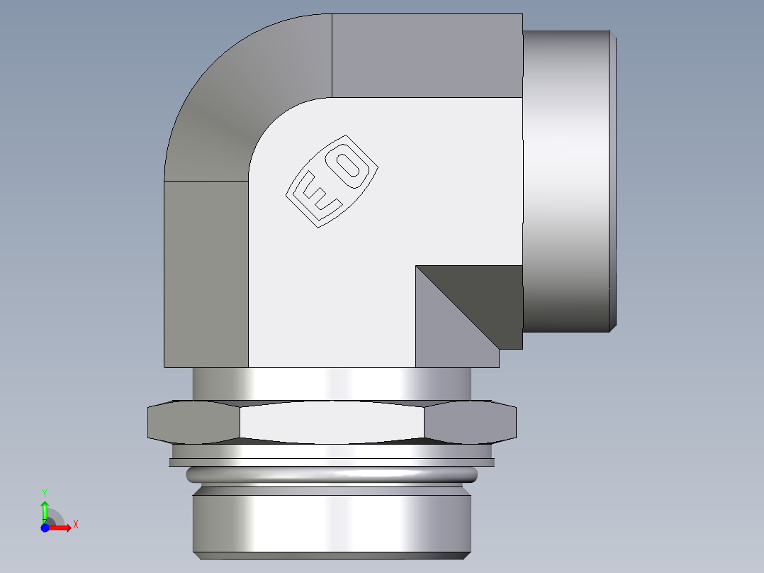 卡套式工业通用硬管接头EO_Adjustable_Locknut_elbow_WEE42LMOROMDCF前视图