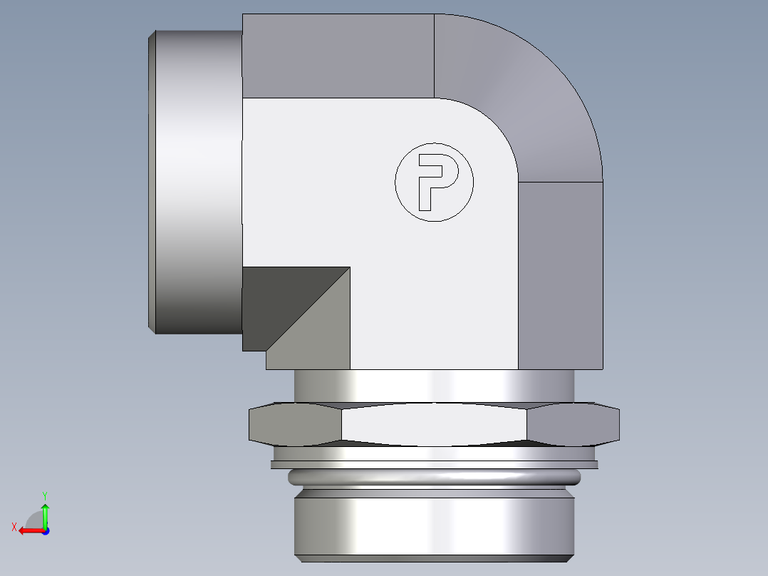 卡套式工业通用硬管接头EO_Adjustable_Locknut_elbow_WEE42LMOROMDCF后视图